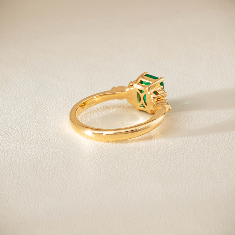 18ct Yellow Gold 1.44ct Emerald & Diamond Oriana Ring - Ring - Walker & Hall