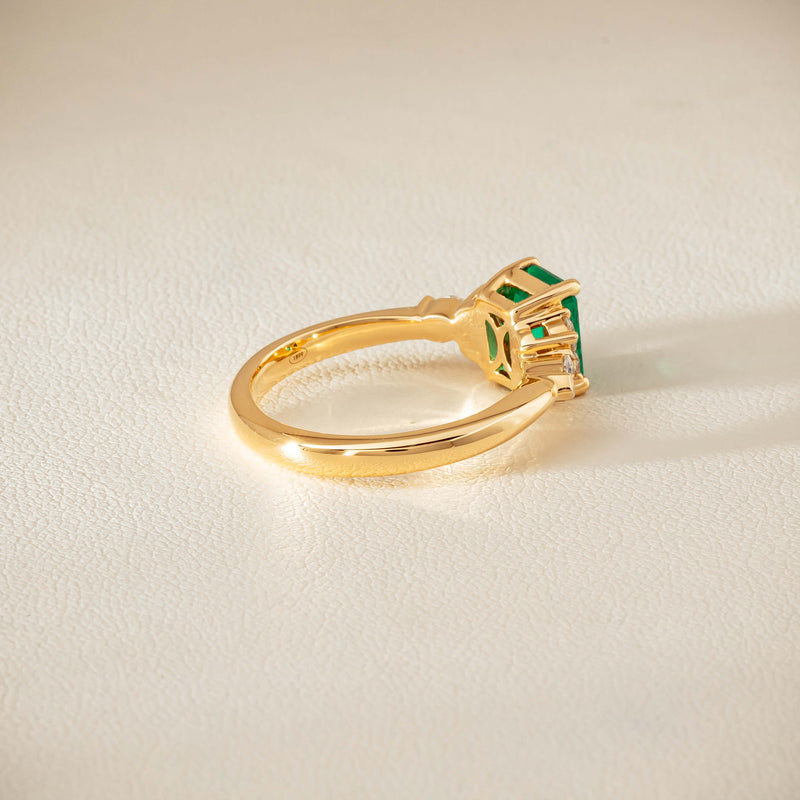 18ct Yellow Gold 1.44ct Emerald & Diamond Oriana Ring - Ring - Walker & Hall