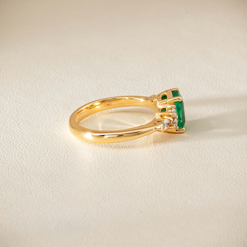 18ct Yellow Gold 1.44ct Emerald & Diamond Oriana Ring - Ring - Walker & Hall