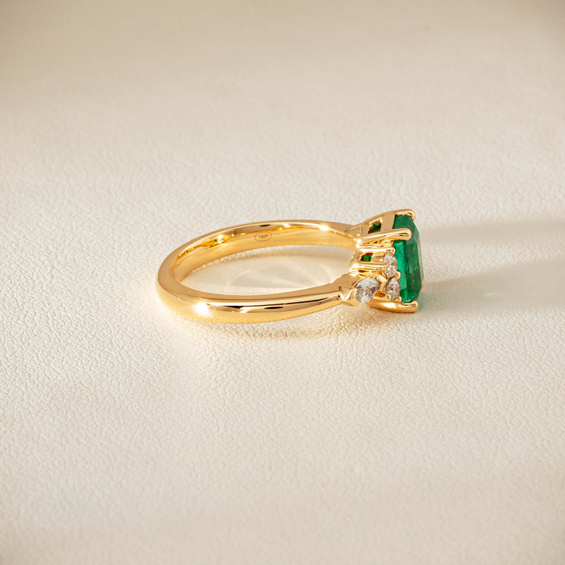 18ct Yellow Gold 1.44ct Emerald & Diamond Oriana Ring - Ring - Walker & Hall