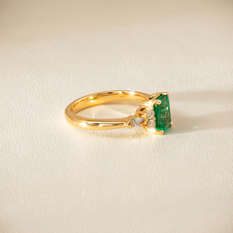 18ct Yellow Gold 1.44ct Emerald & Diamond Oriana Ring - Ring - Walker & Hall