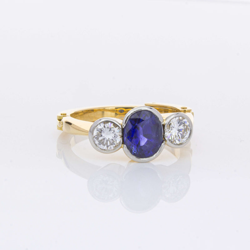 Deja Vu 18ct Yellow Gold 1.50ct Sapphire & Diamond Ring-Ring-Walker & Hall