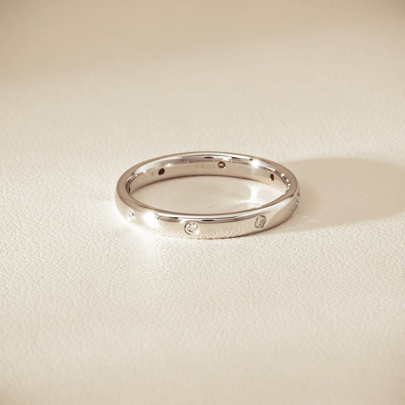 18ct White Gold .08ct Diamond Lucky Band - Ring - Walker & Hall