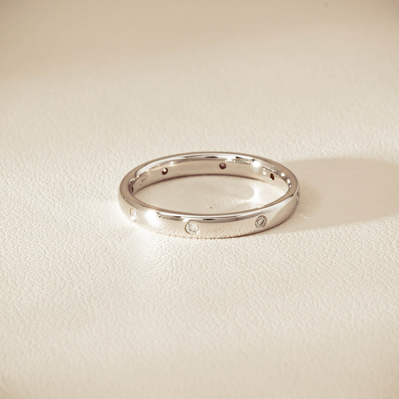 18ct White Gold .08ct Diamond Lucky Band - Ring - Walker & Hall