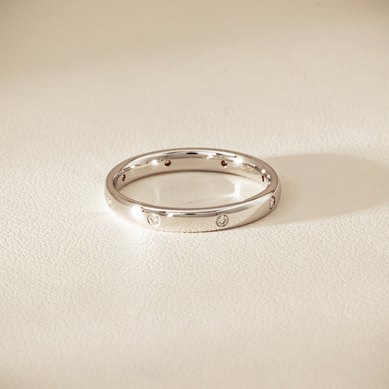 18ct White Gold .08ct Diamond Lucky Band - Ring - Walker & Hall