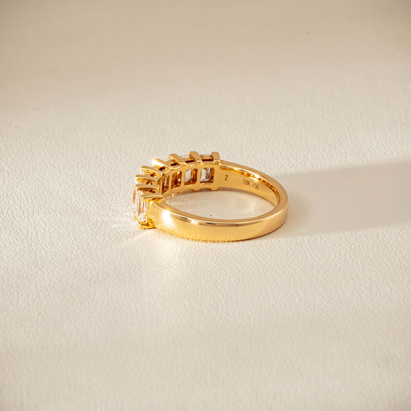 18ct Yellow Gold Emerald Cut Diamond Asra Ring - Ring - Walker & Hall