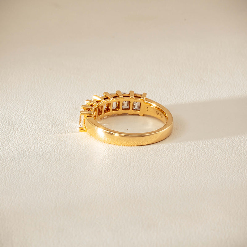 18ct Yellow Gold Emerald Cut Diamond Asra Ring - Ring - Walker & Hall