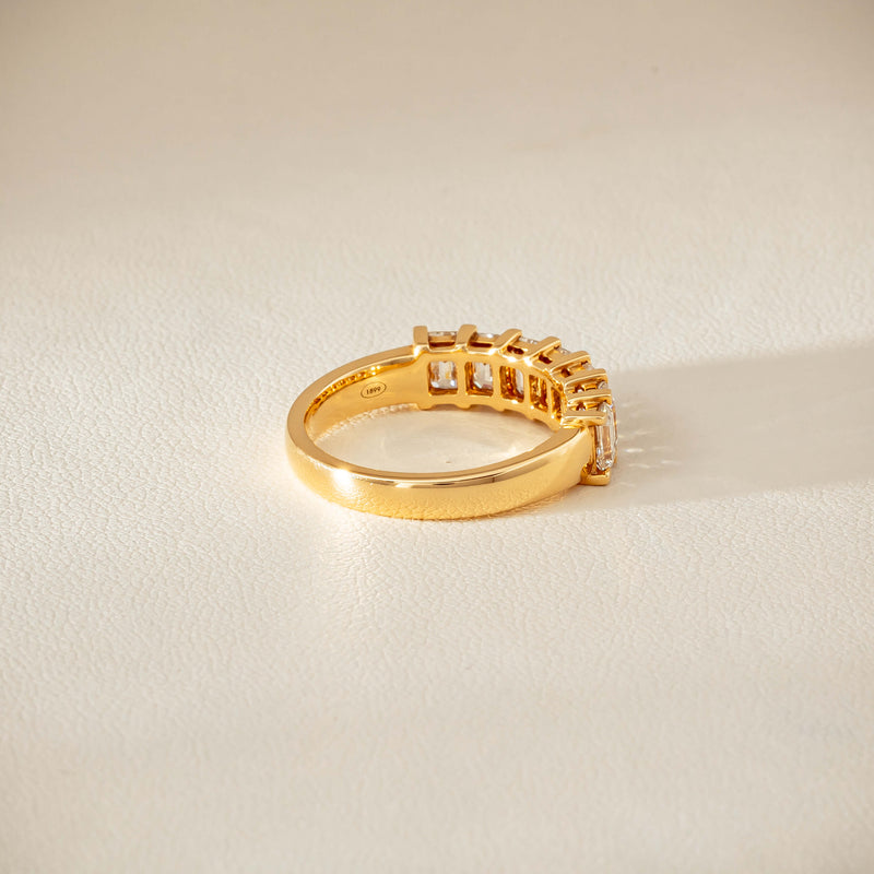 18ct Yellow Gold Emerald Cut Diamond Asra Ring - Ring - Walker & Hall