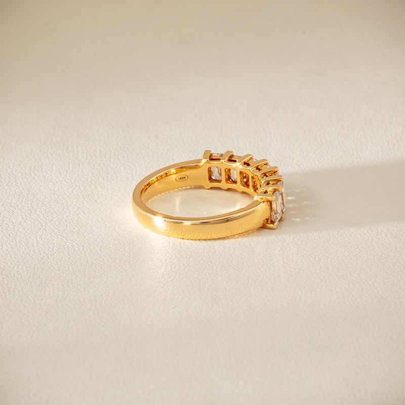 18ct Yellow Gold Emerald Cut Diamond Asra Ring - Ring - Walker & Hall