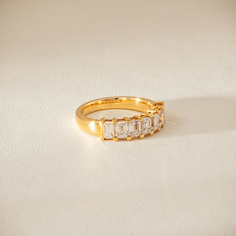18ct Yellow Gold Emerald Cut Diamond Asra Ring - Ring - Walker & Hall
