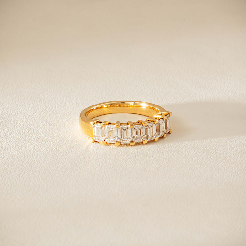 18ct Yellow Gold Emerald Cut Diamond Asra Ring - Ring - Walker & Hall
