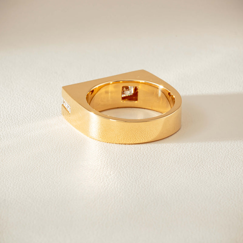 18ct Yellow Gold .50ct Princess Cut Diamond Mens Signet Ring - Ring - Walker & Hall