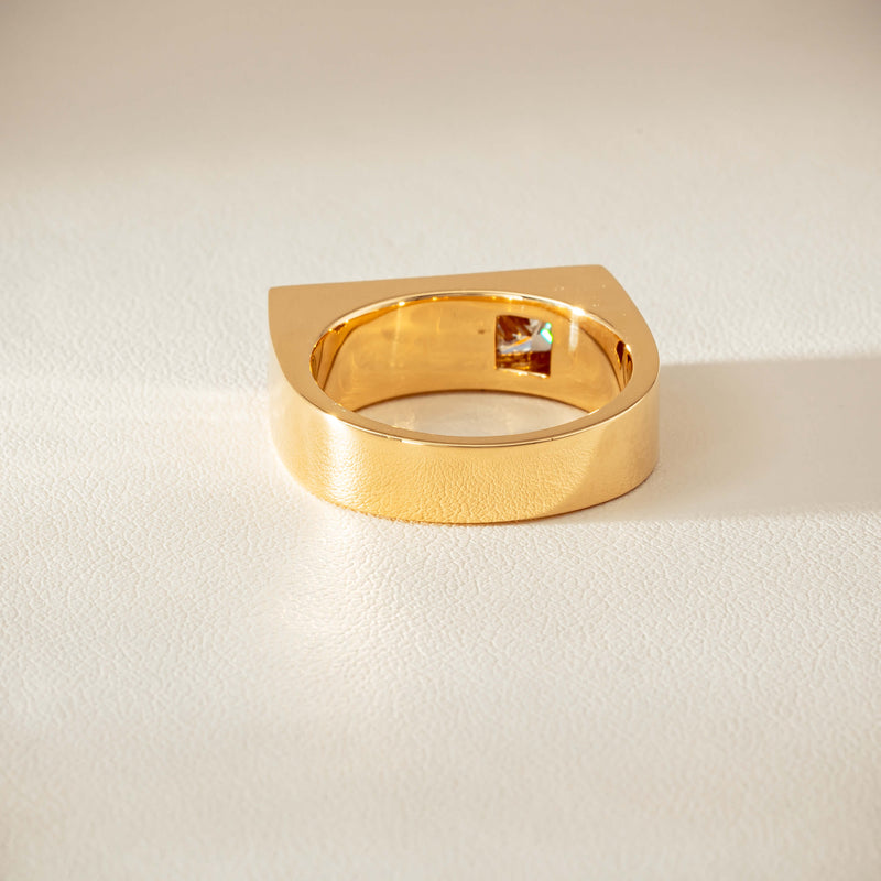 18ct Yellow Gold .50ct Princess Cut Diamond Mens Signet Ring - Ring - Walker & Hall