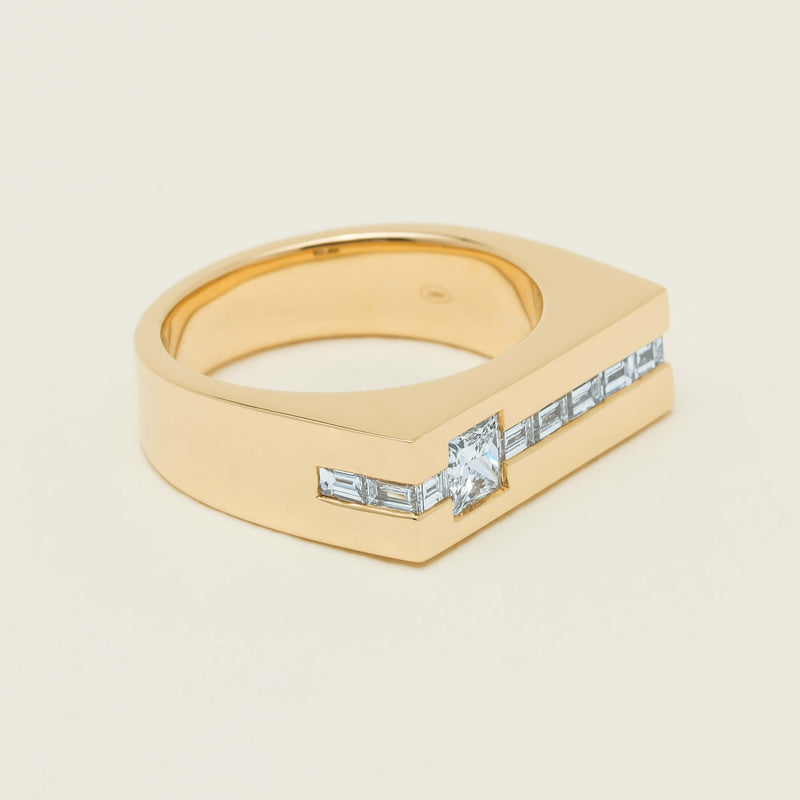 18ct Yellow Gold .50ct Princess Cut Diamond Mens Signet Ring - Ring - Walker & Hall