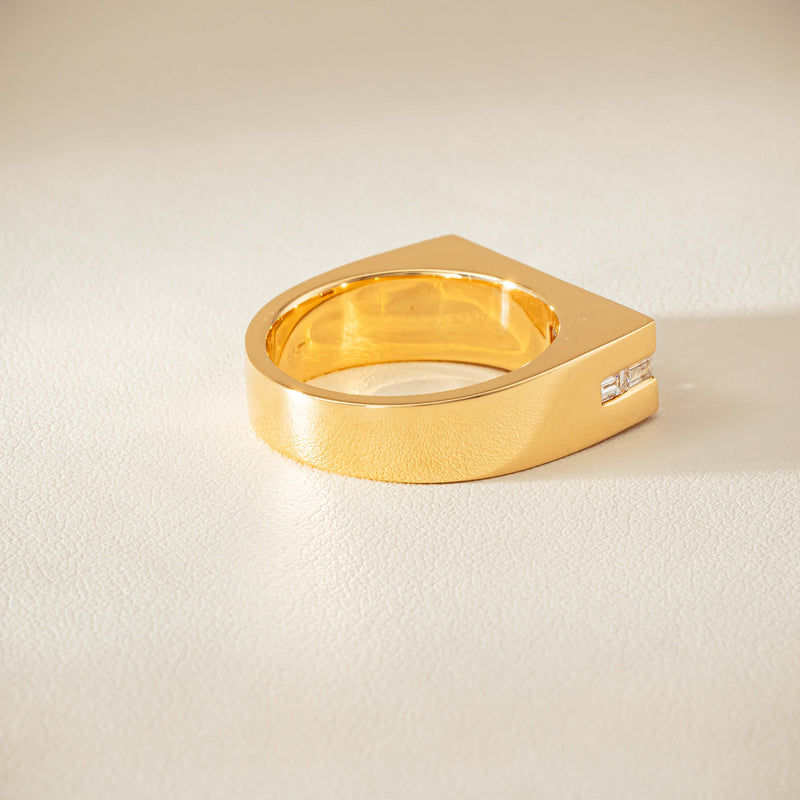 18ct Yellow Gold .50ct Princess Cut Diamond Mens Signet Ring - Ring - Walker & Hall
