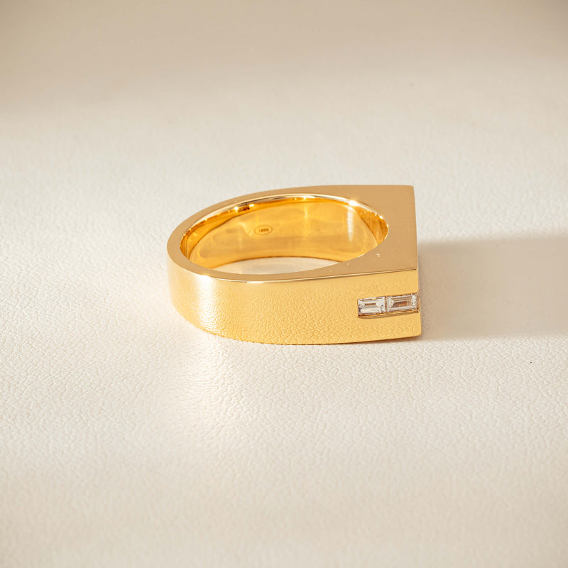 18ct Yellow Gold .50ct Princess Cut Diamond Mens Signet Ring - Ring - Walker & Hall