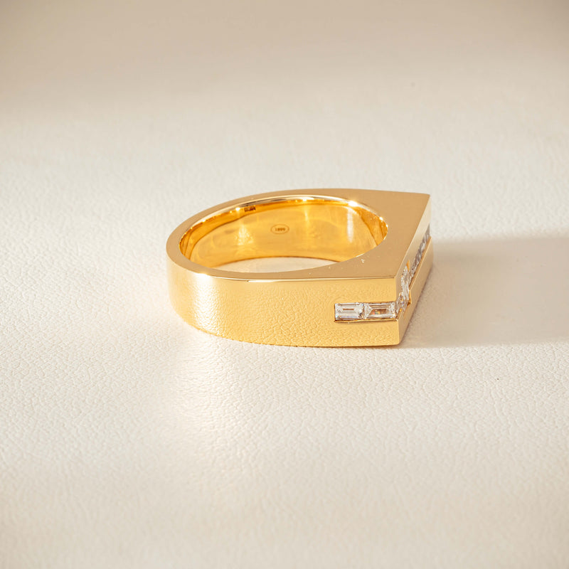 18ct Yellow Gold .50ct Princess Cut Diamond Mens Signet Ring - Ring - Walker & Hall