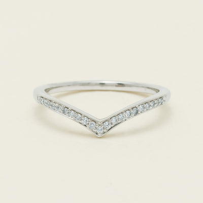 14ct White Gold Diamond Chevron Band