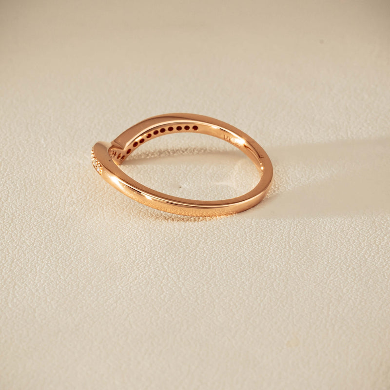 14ct Rose Gold Diamond Chevron Band