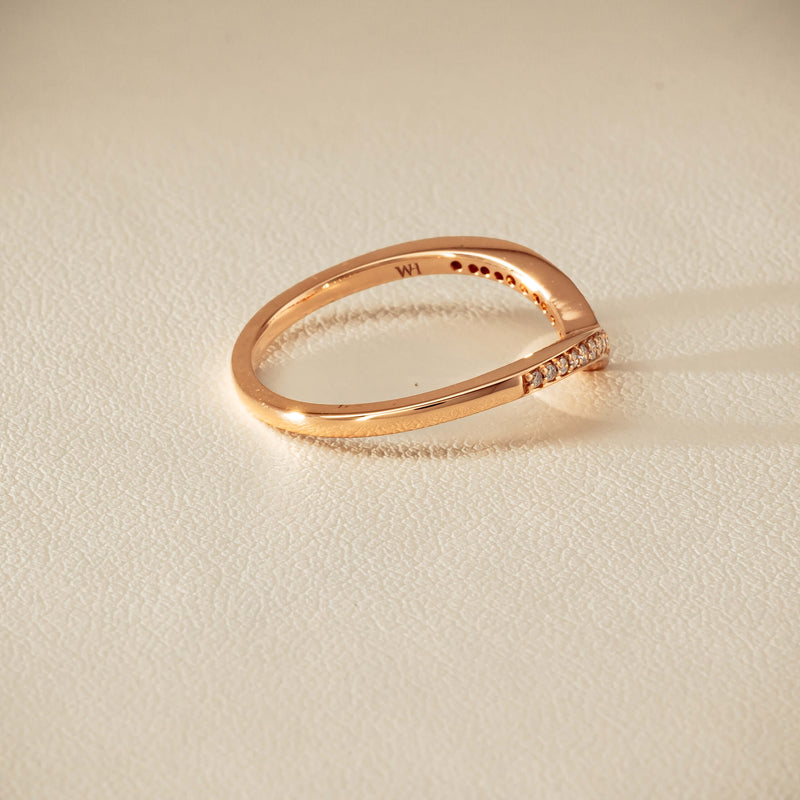 14ct Rose Gold Diamond Chevron Band