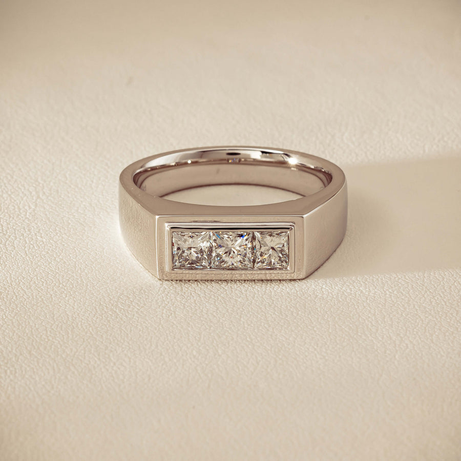 Platinum 1.47ct Reclaimed Princess Diamond Mens Ring