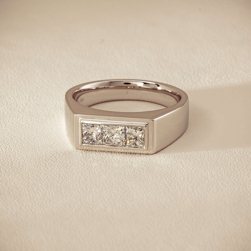 Platinum 1.47ct Reclaimed Princess Diamond Mens Ring