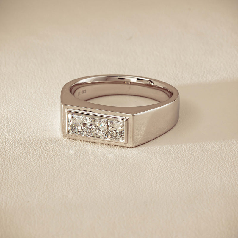 Platinum 1.47ct Reclaimed Princess Diamond Mens Ring