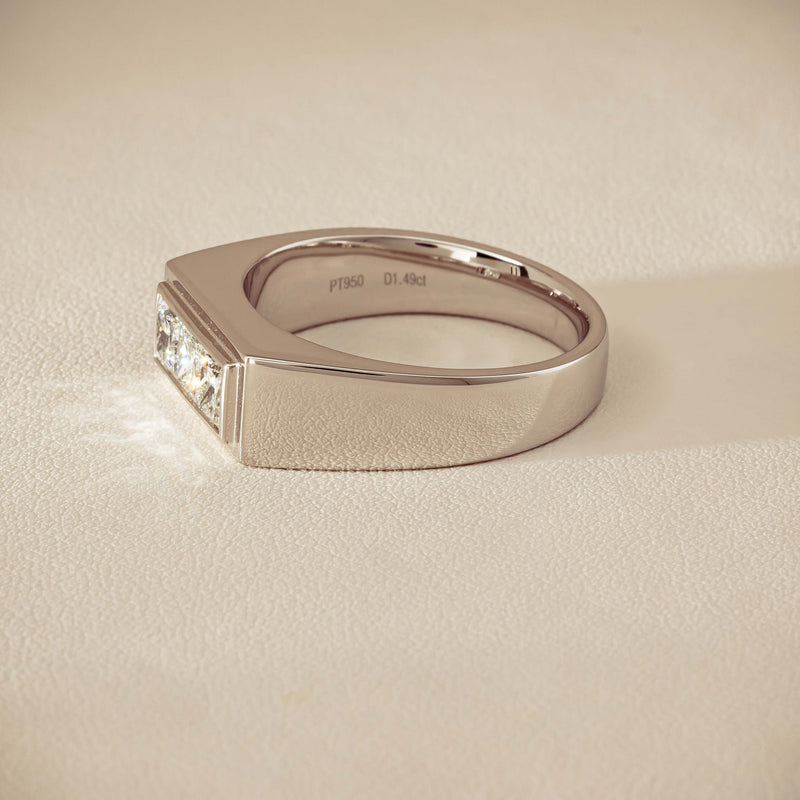 Platinum 1.47ct Reclaimed Princess Diamond Mens Ring