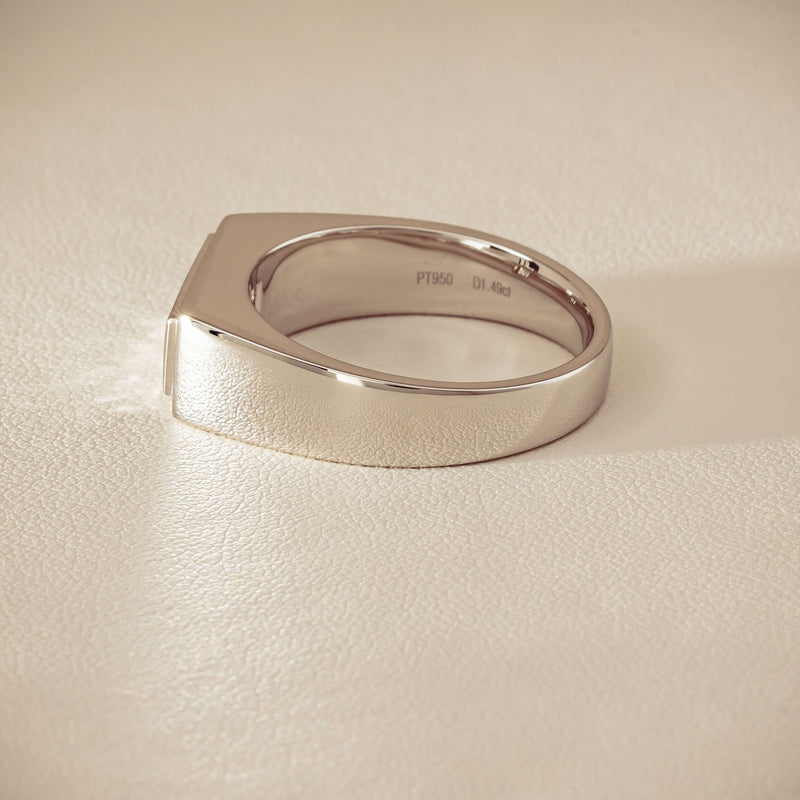 Platinum 1.47ct Reclaimed Princess Diamond Mens Ring