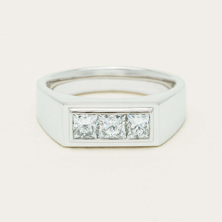 Platinum 1.47ct Reclaimed Princess Diamond Mens Ring