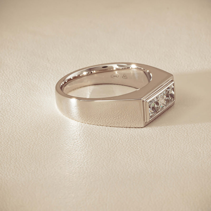 Platinum 1.47ct Reclaimed Princess Diamond Mens Ring