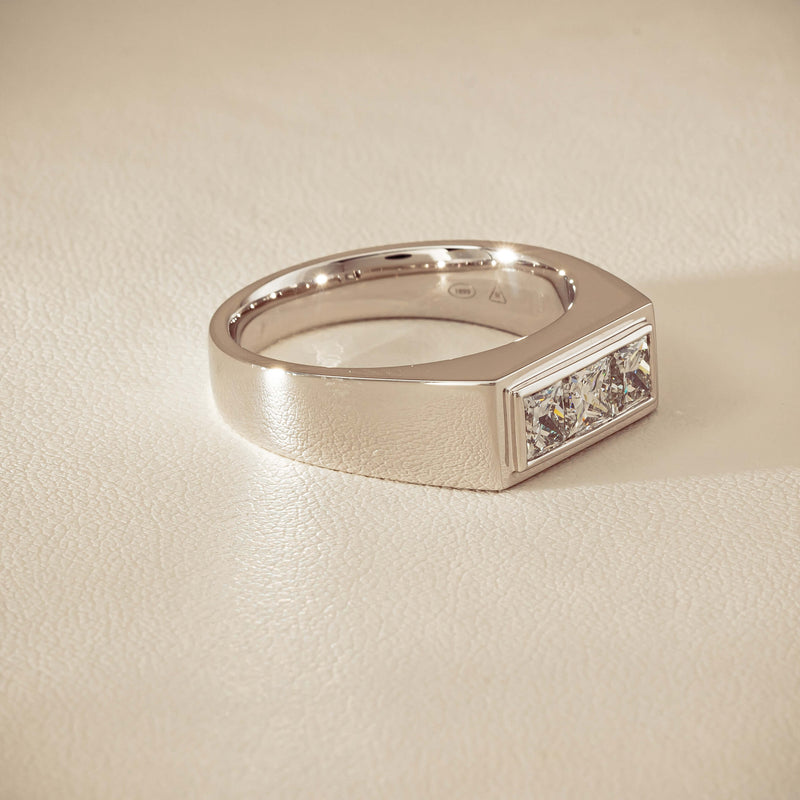 Platinum 1.47ct Reclaimed Princess Diamond Mens Ring