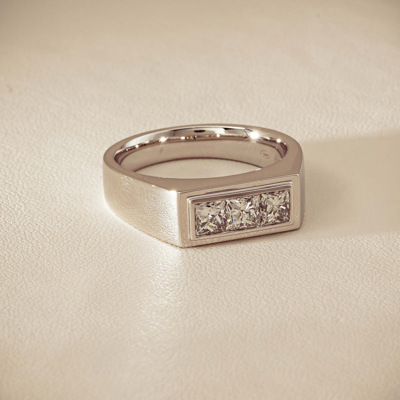 Platinum 1.47ct Reclaimed Princess Diamond Mens Ring