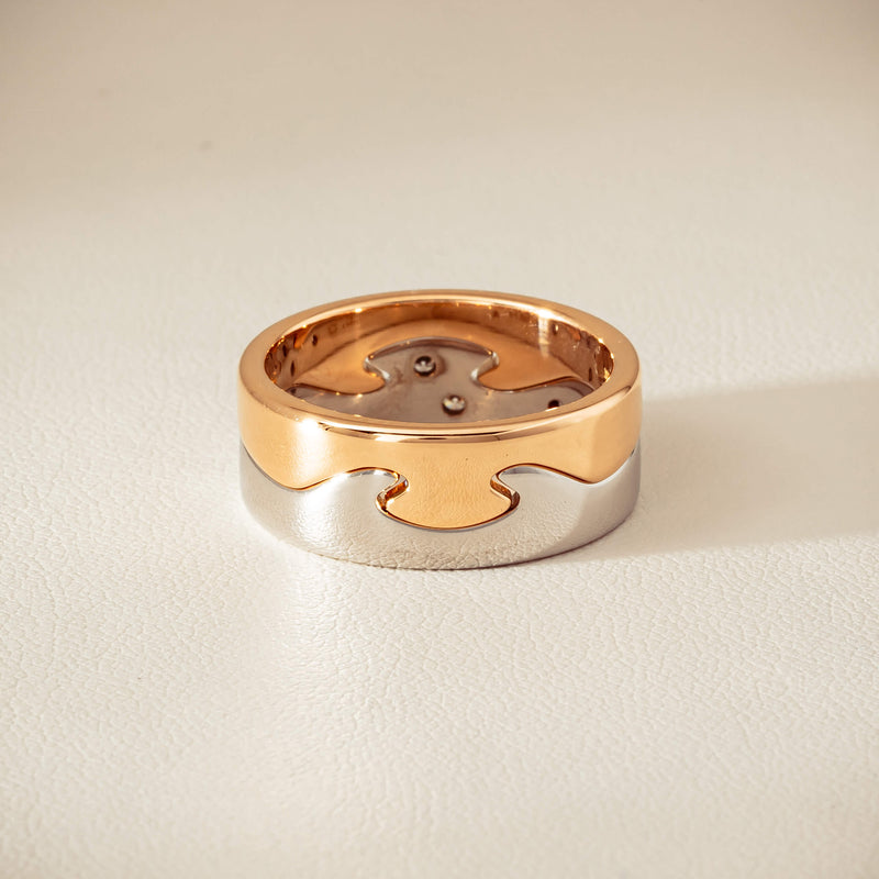 Deja Vu 18ct Bi-Tone Gold Diamond Two-Piece Fusion Band