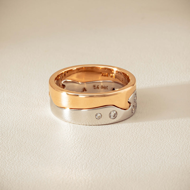 Deja Vu 18ct Bi-Tone Gold Diamond Two-Piece Fusion Band
