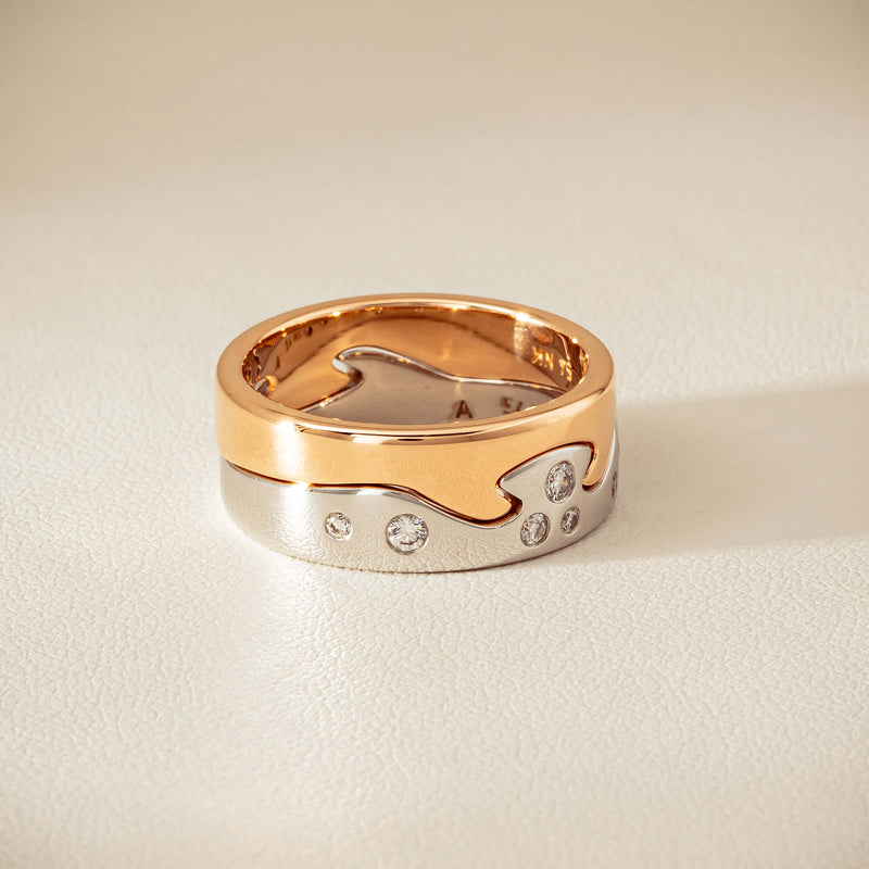 Deja Vu 18ct Bi-Tone Gold Diamond Two-Piece Fusion Band