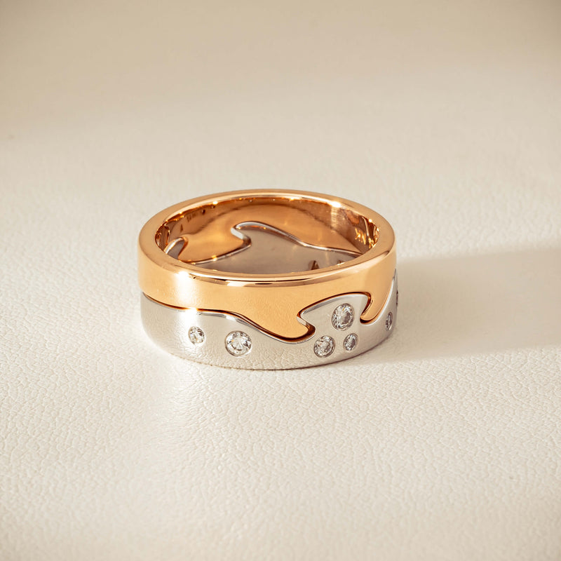 Deja Vu 18ct Bi-Tone Gold Diamond Two-Piece Fusion Band