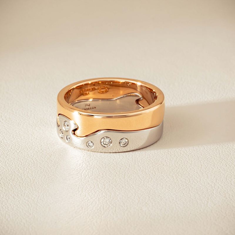 Deja Vu 18ct Bi-Tone Gold Diamond Two-Piece Fusion Band