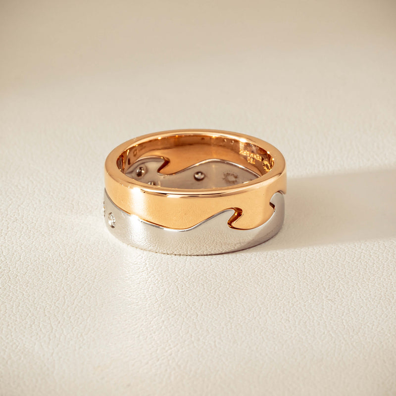 Deja Vu 18ct Bi-Tone Gold Diamond Two-Piece Fusion Band