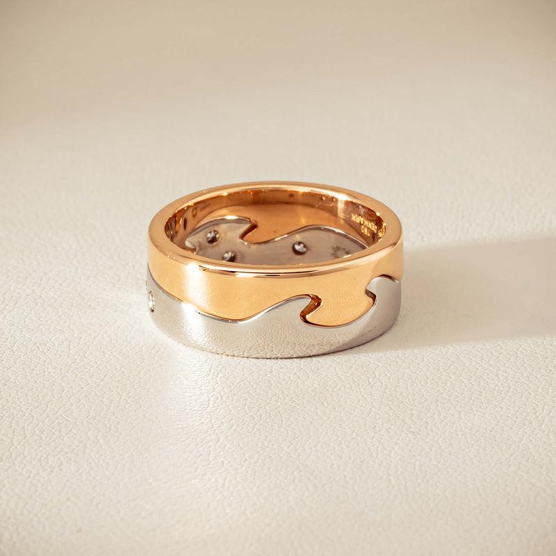 Deja Vu 18ct Bi-Tone Gold Diamond Two-Piece Fusion Band