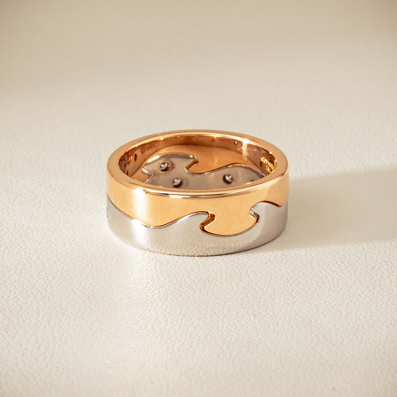 Deja Vu 18ct Bi-Tone Gold Diamond Two-Piece Fusion Band