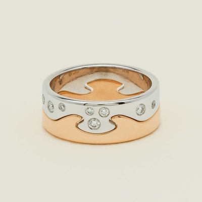 Deja Vu 18ct Bi-Tone Gold Diamond Two-Piece Fusion Band
