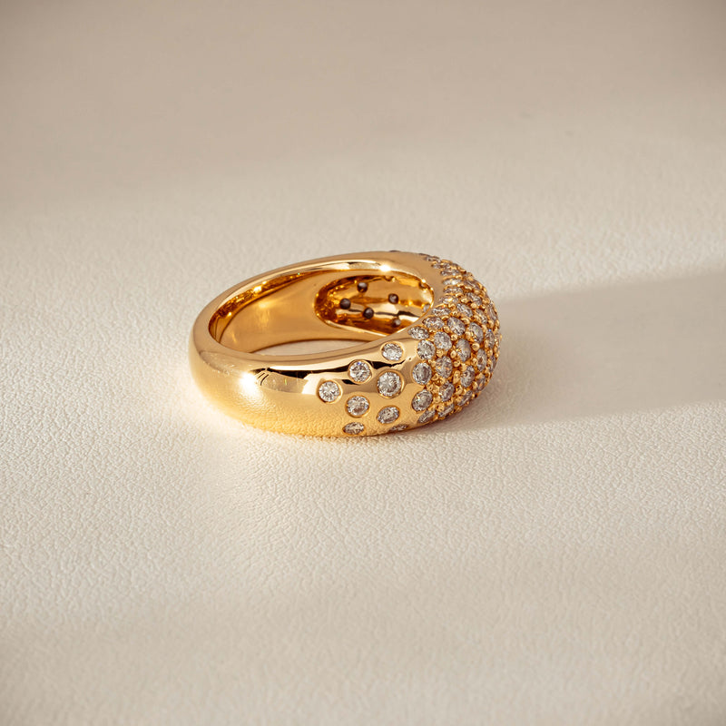 Deja Vu 18ct Yellow Gold 1.79ct Diamond Pave Dome Ring