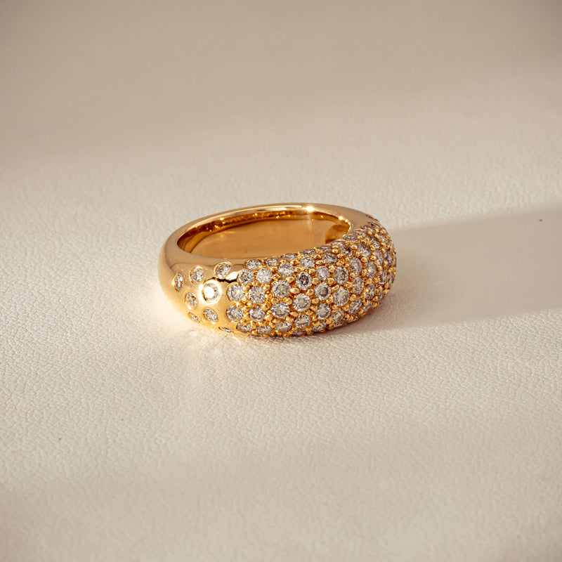 Deja Vu 18ct Yellow Gold 1.79ct Diamond Pave Dome Ring