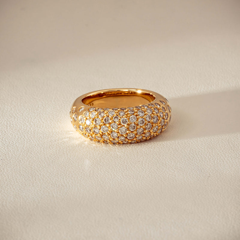 Deja Vu 18ct Yellow Gold 1.79ct Diamond Pave Dome Ring