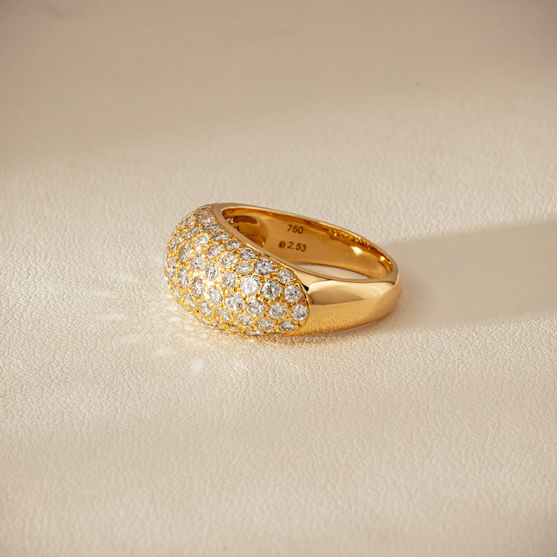 Deja Vu 18ct Yellow Gold 2.53ct Diamond Pave Dome Ring