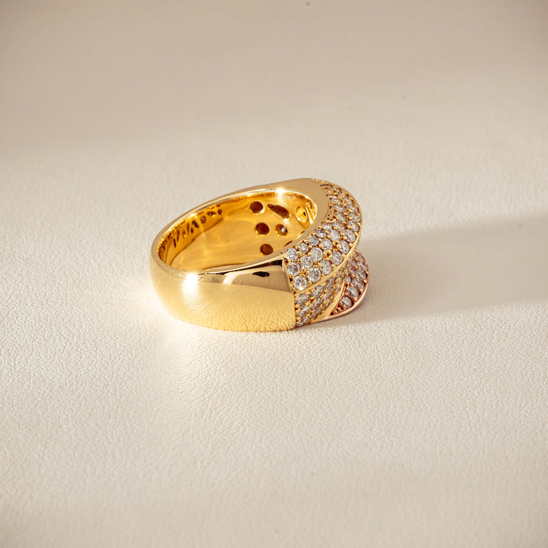 Deja Vu 18ct Bi-Tone Gold 1.70ct Diamond Crossover Ring