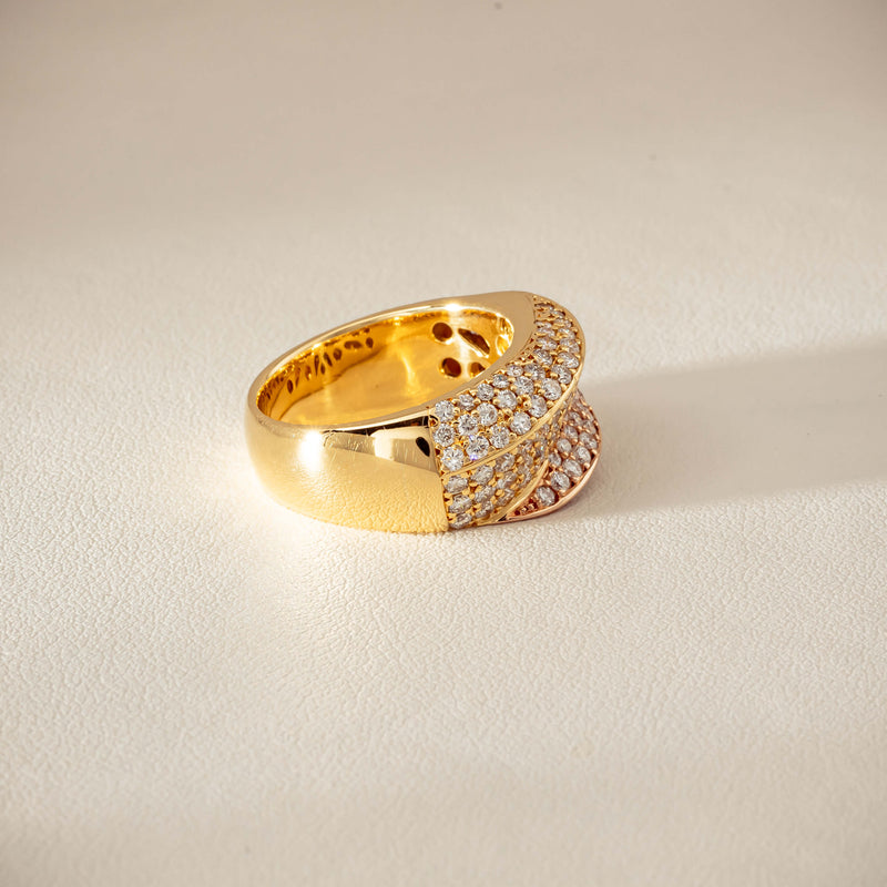 Deja Vu 18ct Bi-Tone Gold 1.70ct Diamond Crossover Ring