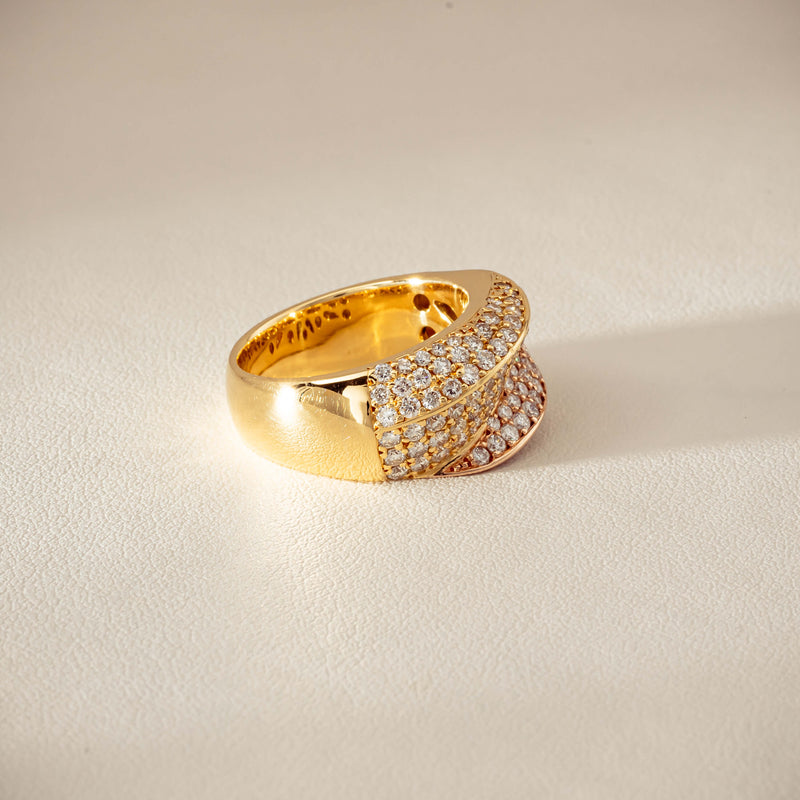 Deja Vu 18ct Bi-Tone Gold 1.70ct Diamond Crossover Ring