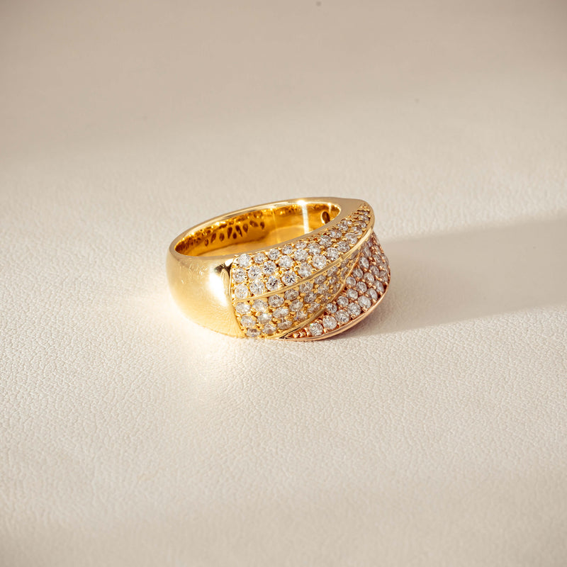 Deja Vu 18ct Bi-Tone Gold 1.70ct Diamond Crossover Ring